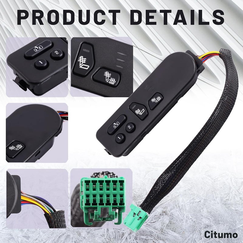 Citumo Driver Side Seat Heater Switch Compatible with 2003-2006 Escalade Silverado Avalanche 1500 2500 Suburban 1500 2500 Tahoe Yukon XL 1500 2500 Replaces 15116863 15169669 15179137 901-200 - Image 3